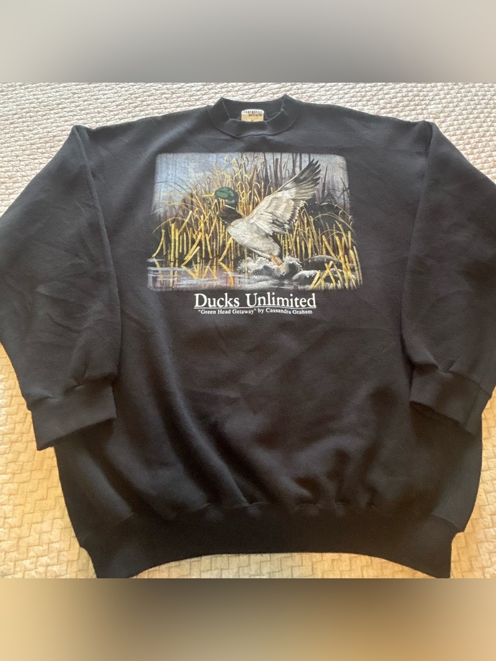Vintage Ducks Unlimited Black Art Crewneck Sweatshirt Size XL